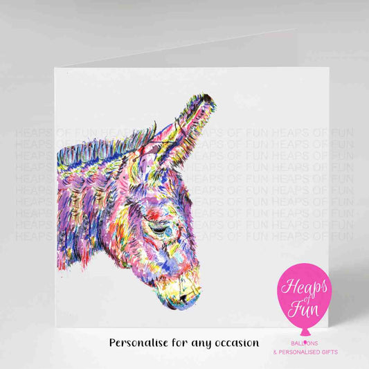 Colourful Donkey Greeting Card - for any occasion