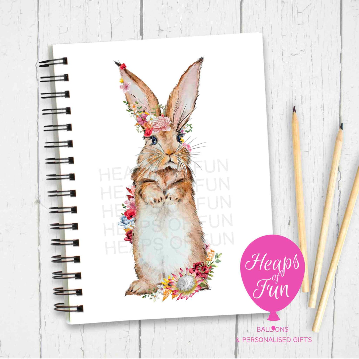 Floral Bunny Notebook – Elegant Rabbit Journal with Flower Crown