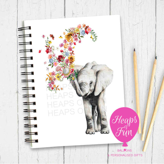 Floral Elephant Notebook – Elegant Elephant Journal with Flower Spray