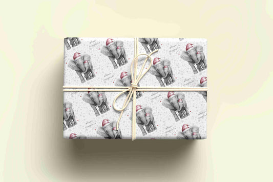 Personalised Sketchy Elephant Christmas Wrapping Paper – Unique, Custom Gift Wrap