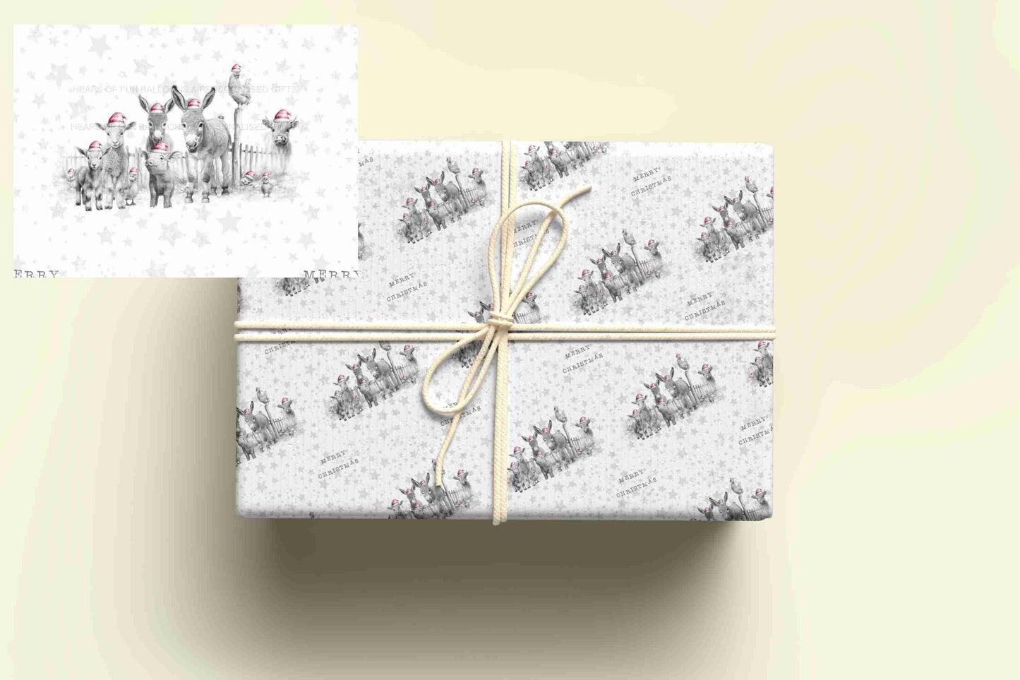 Personalised Sketchy Farm Yard Christmas Wrapping Paper – Unique, Custom Gift Wrap