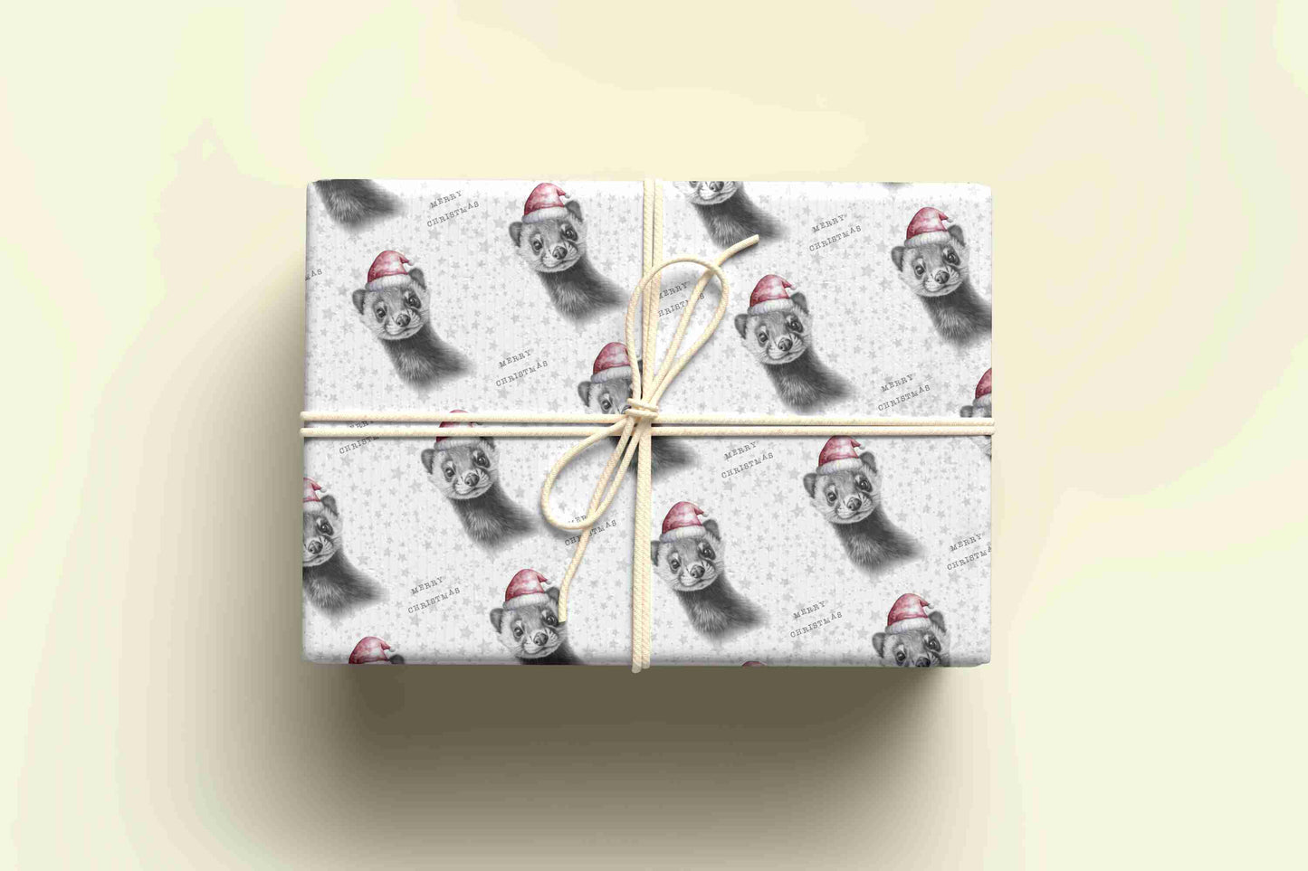 Personalised Sketchy Ferret Christmas Wrapping Paper – Unique, Custom Gift Wrap