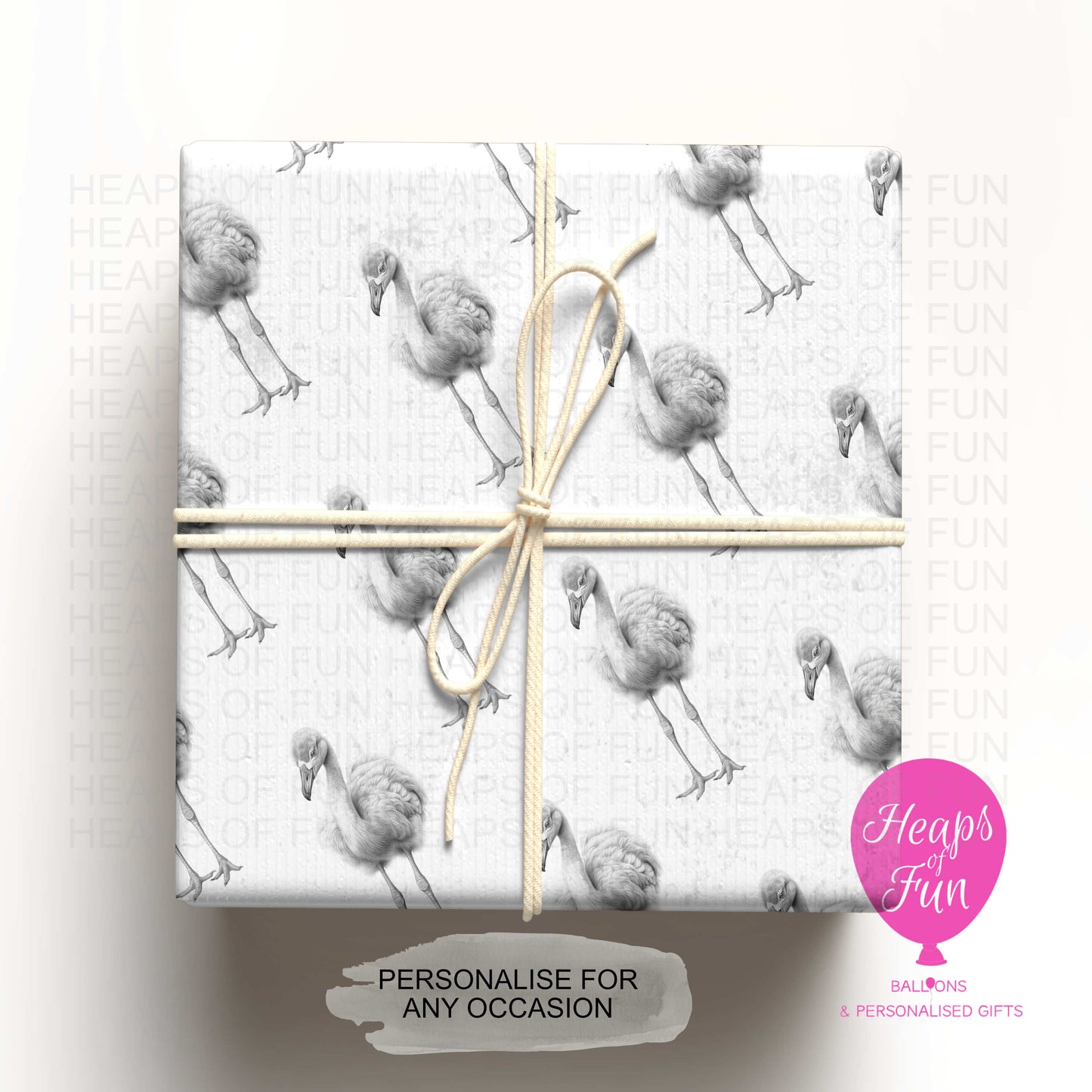 Personalised Flamingo Wrapping Paper – Custom Name Gift Wrap for Birthday, Retirement ,  & Any Special Occasion,   Animal Gift Wrap , From £2.99