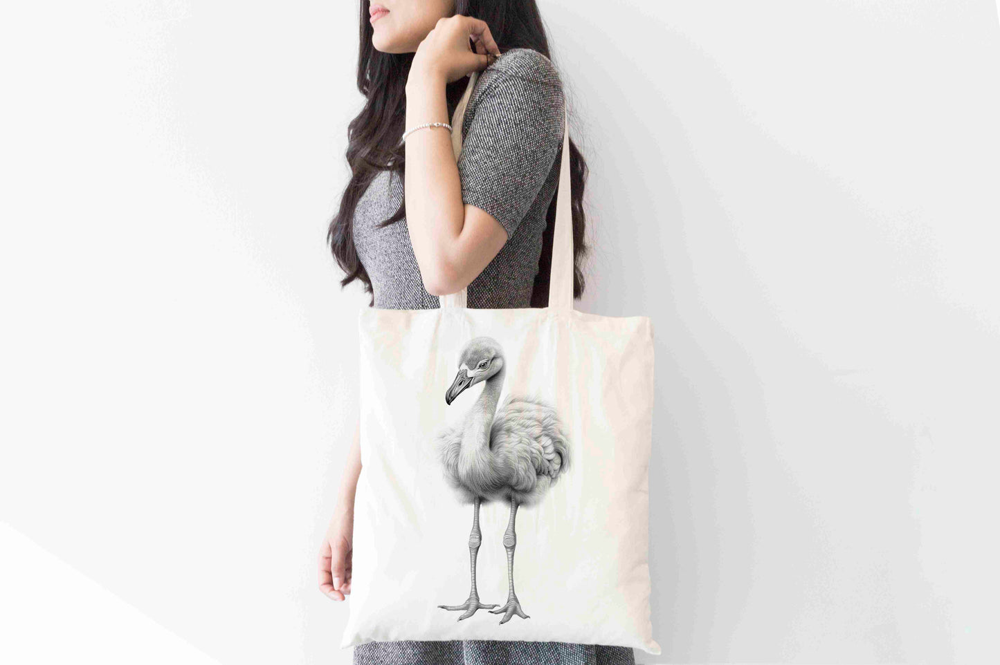 Personalised Sketchy Flamingo Design Tote Bag | Custom Gift