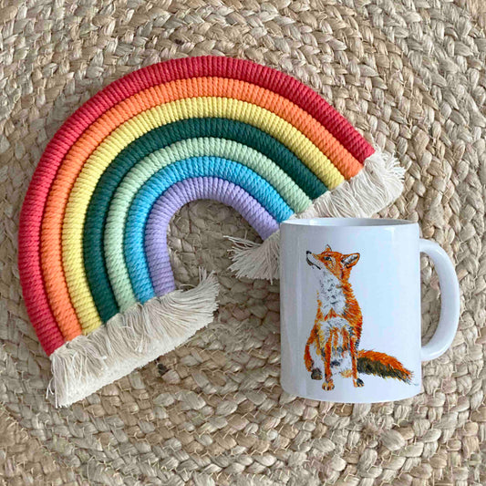 Fox 11oz Ceramic Mug – Rainbow-Coloured Animal Design