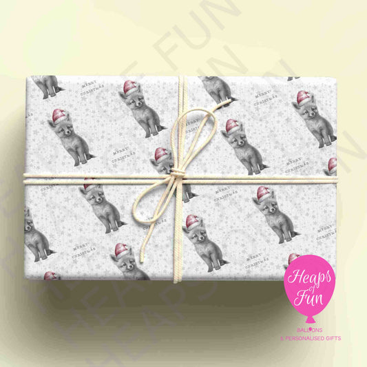 Personalised Fox Christmas Wrapping Paper – Custom Name Gift Wrap