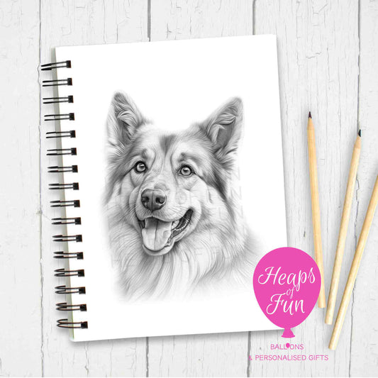 A5 Personalised German Shepherd Notebook Sketchy Design