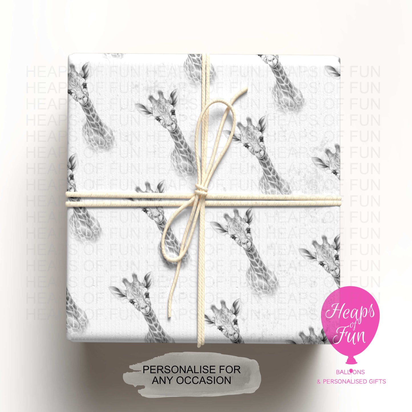 Personalised Giraffe Wrapping Paper –Custom Name Gift Wrap for Birthday, Retirement ,  & Any Special Occasion,   Animal Gift Wrap , From £2.99