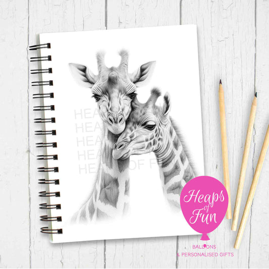 A5 Personalised Giraffe Couple Notebook