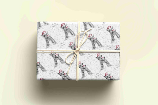 Personalised Sketchy Giraffe Christmas Wrapping Paper – Unique, Custom Gift Wrap