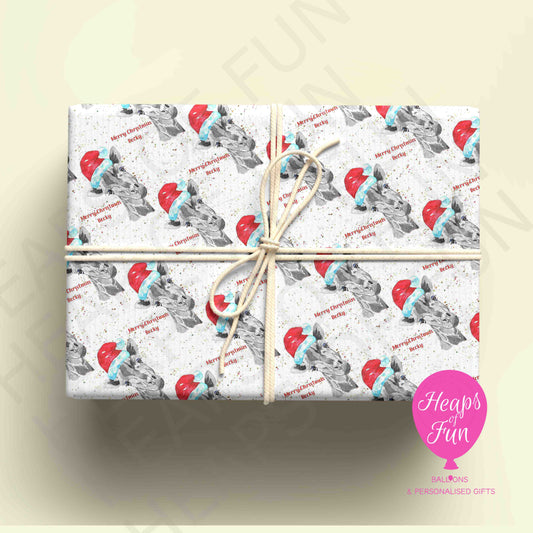 Personalised Giraffe Christmas Wrapping Paper – Custom Name Gift Wrap