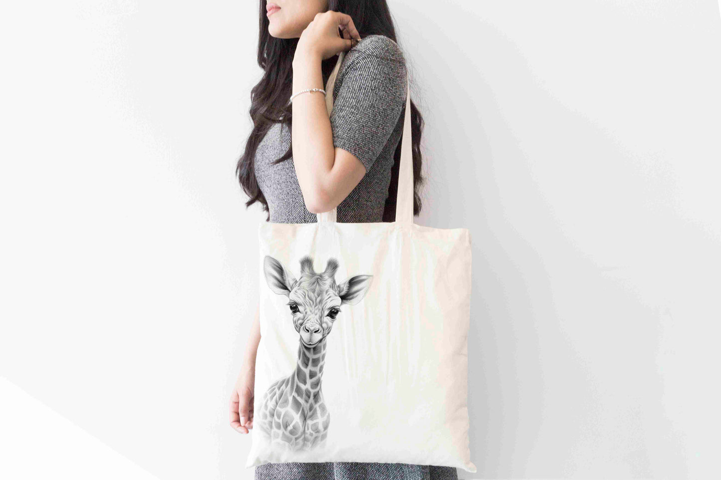 Personalised Sketchy Giraffe  Design Tote Bag | Custom Gift