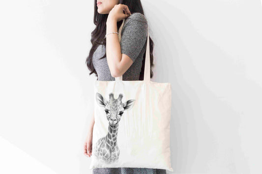 Personalised Sketchy Giraffe  Design Tote Bag | Custom Gift