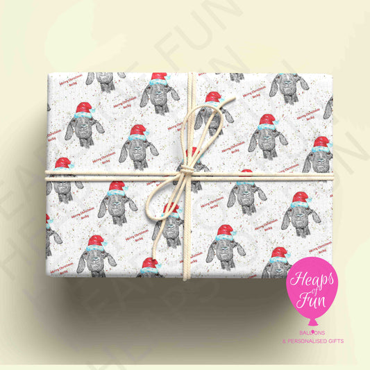 Personalised Goat Christmas Wrapping Paper – Custom Name Gift Wrap
