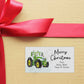 Personalised Festive Green Tractor Christmas Stickers
