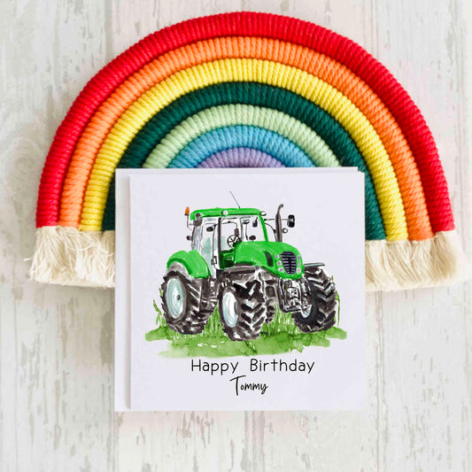 Green Tractor Birthday Card