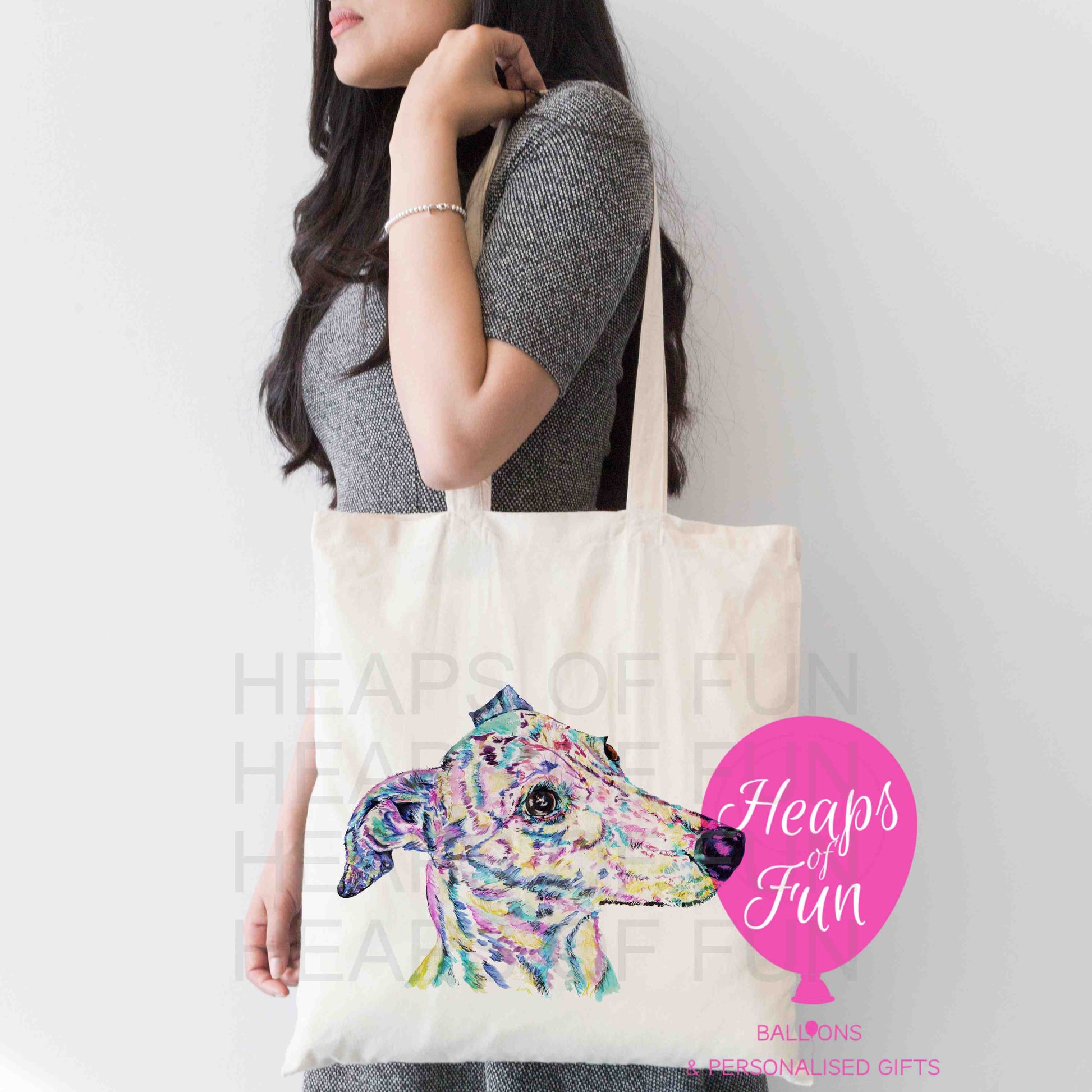 Personalised Greyhound tote bag with custom text – eco-friendly dog lover gift"