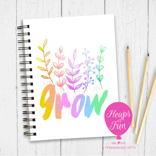 Grow Notebook – Colorful Inspirational Spiral Journal for Creativity & Self-Reflection