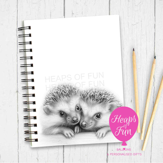 A5 Personalised Hedgehog Couple Notebook - Sketchy Design