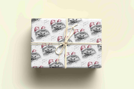 Personalised Sketchy Hedgehog Christmas Wrapping Paper – Unique, Custom Gift Wrap