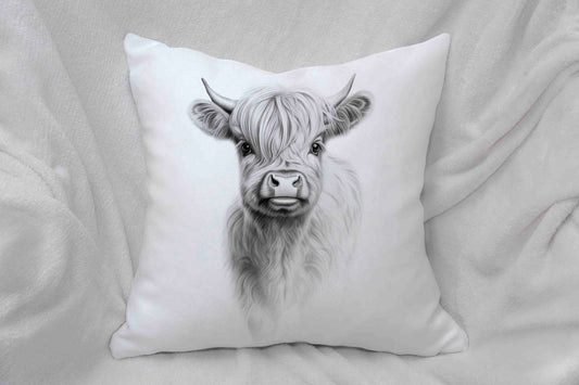 Sketchy Highland Cow Cushion