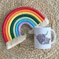 Highland Cow & Baby 11oz Ceramic Mug – Rainbow-Coloured Animal Design