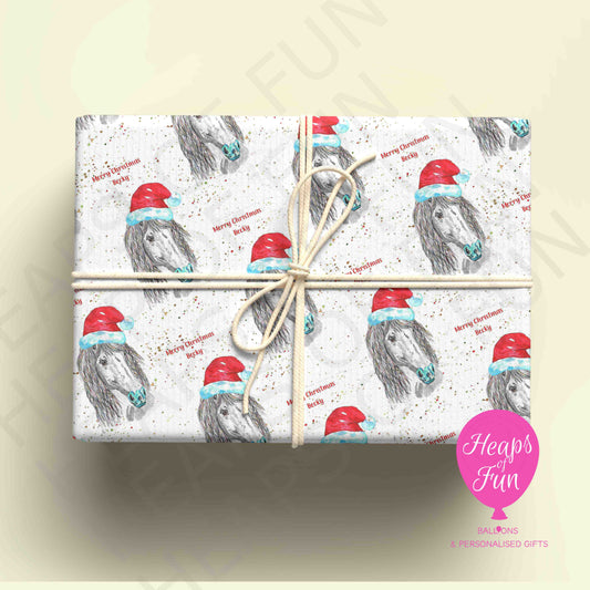Personalised Horse Christmas Wrapping Paper – Custom Name Gift Wrap