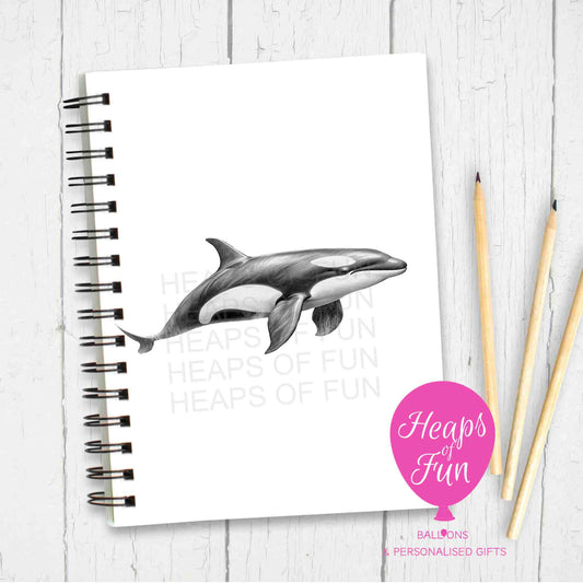 A5 Personalised Killer Whale Notebook - Sketchy Design