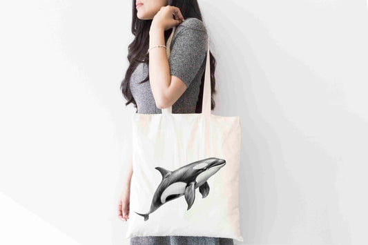Personalised Sketchy Killer Whale Design Tote Bag | Custom Gift