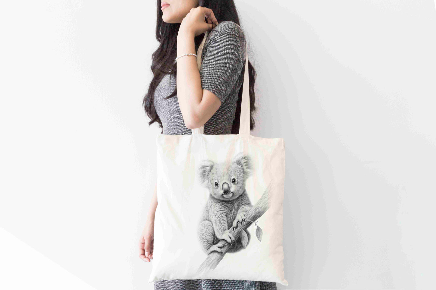 Personalised Sketchy Koala Bear Design Tote Bag | Custom Gift