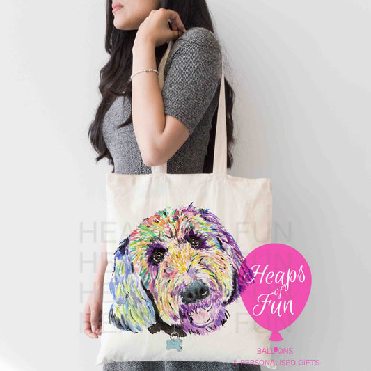 Personalised Labradoodle tote bag with custom text – eco-friendly dog lover gift