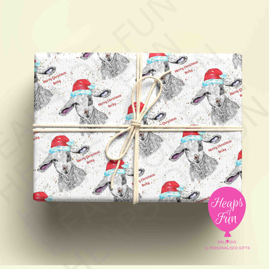 Personalised Lamb Christmas Wrapping Paper – Custom Name Gift Wrap
