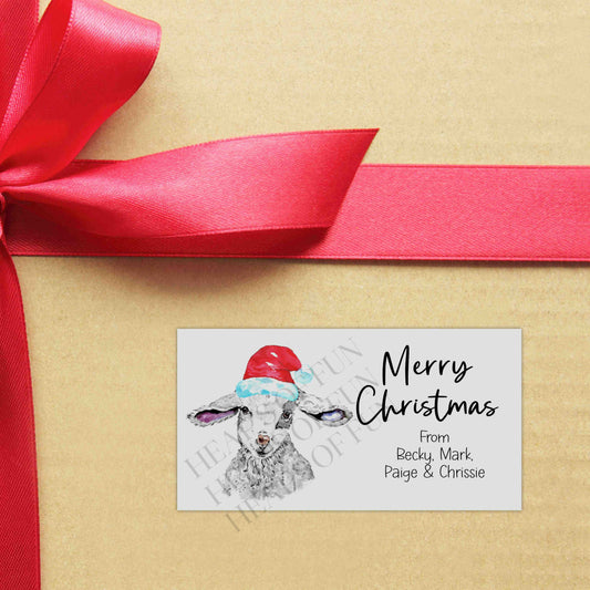 Personalised Lamb Christmas Stickers