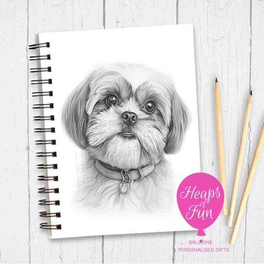 A5 Personalised Lhasa Apso Dog Notebook - Sketchy Design