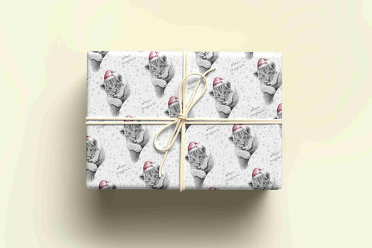 Personalised Sketchy Lion Cub Christmas Wrapping Paper – Unique, Custom Gift Wrap