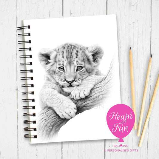 A5 Personalised Lion Cub Notebook - Sketchy Design