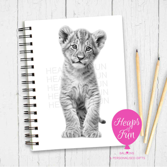 A5 Personalised Lion Cub Notebook - Sketchy Design