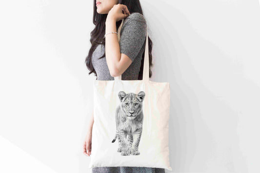 Personalised Sketchy Lioness  Design Tote Bag | Custom Gift