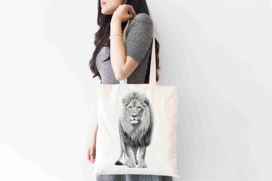Personalised Sketchy Lion Design Tote Bag | Custom Gift