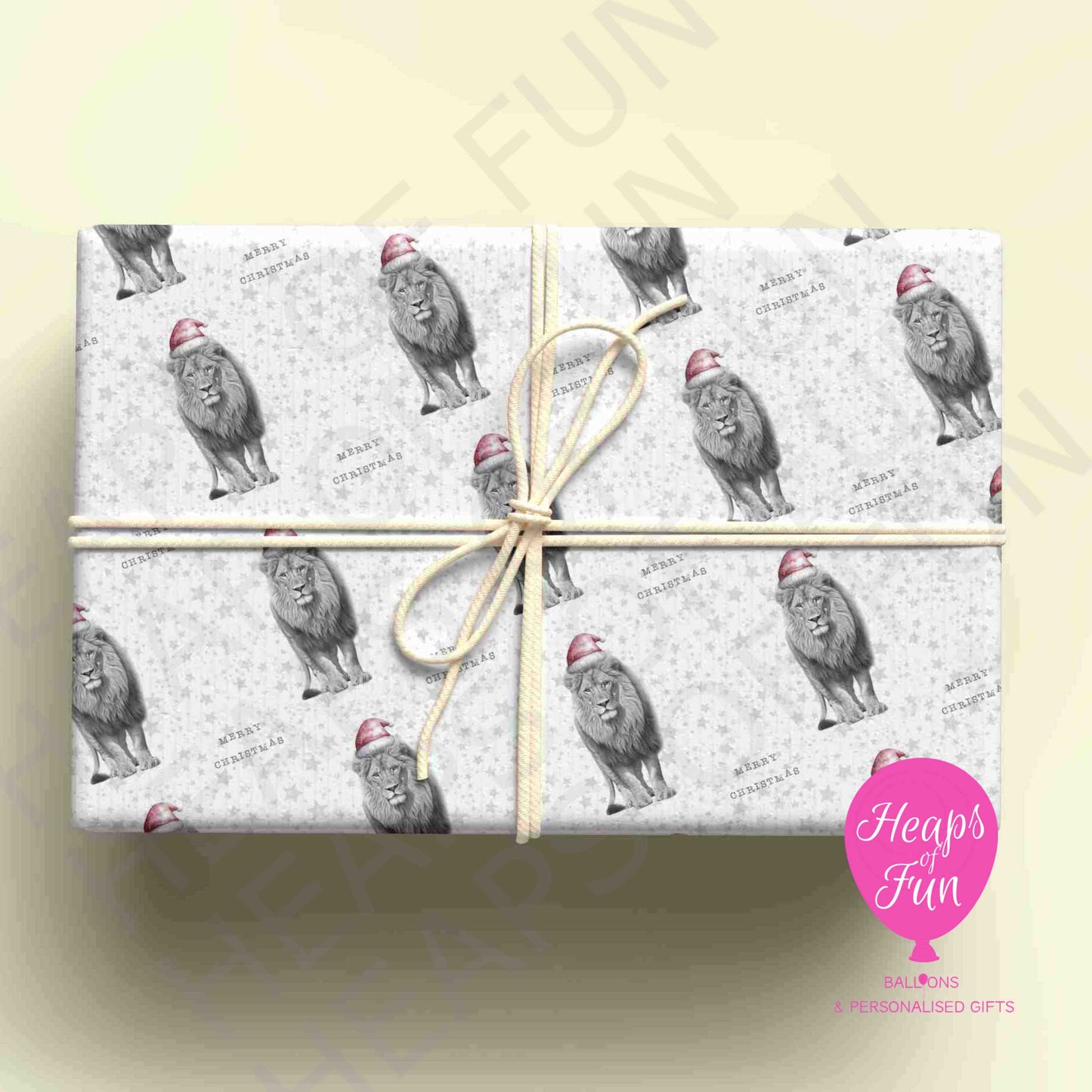 Personalised Lion Christmas Wrapping Paper – Custom Name Gift Wrap