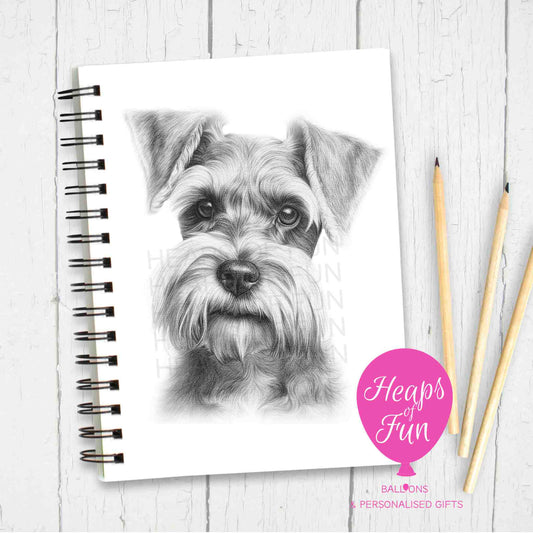 A5 Personalised Miniature Schnauzer Notebook - Sketchy Design