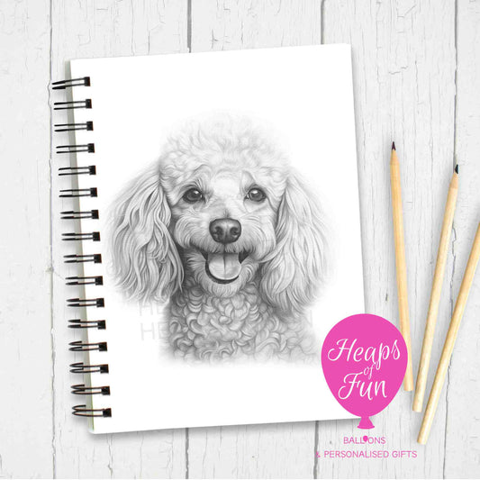 A5 Personalised Miniature Poodle Notebook - Sketchy Design