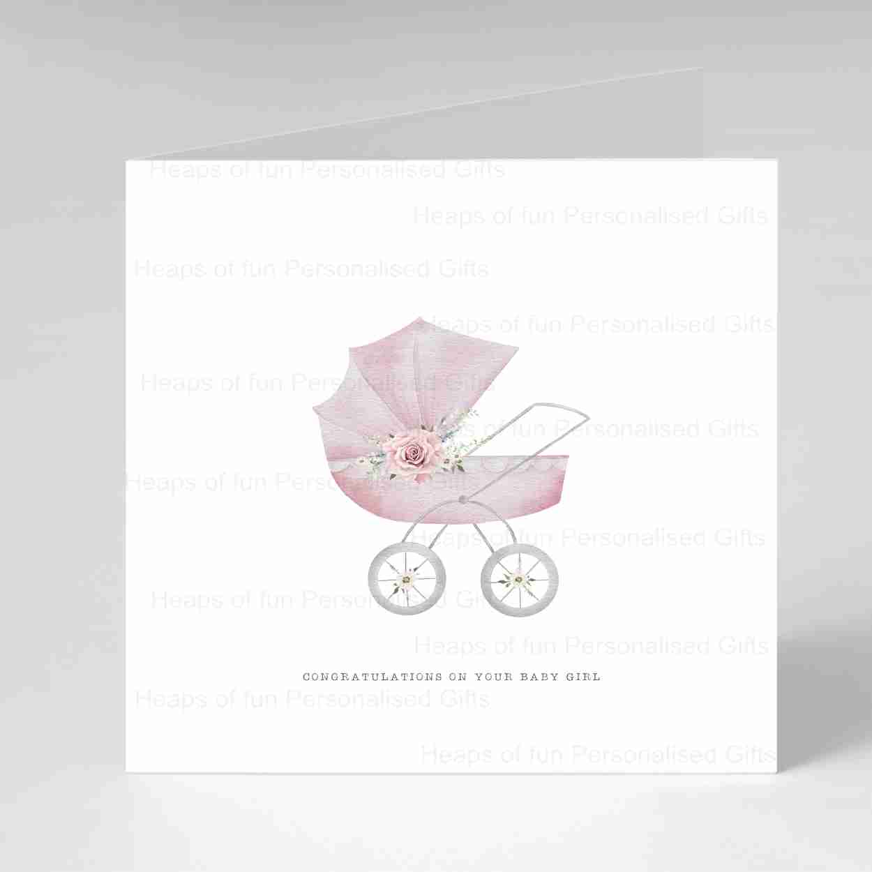 Pram New Baby Card - Pink, Blue or Lemon