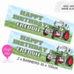 “Personalised green tractor birthday banner – 30x100cm custom party design”