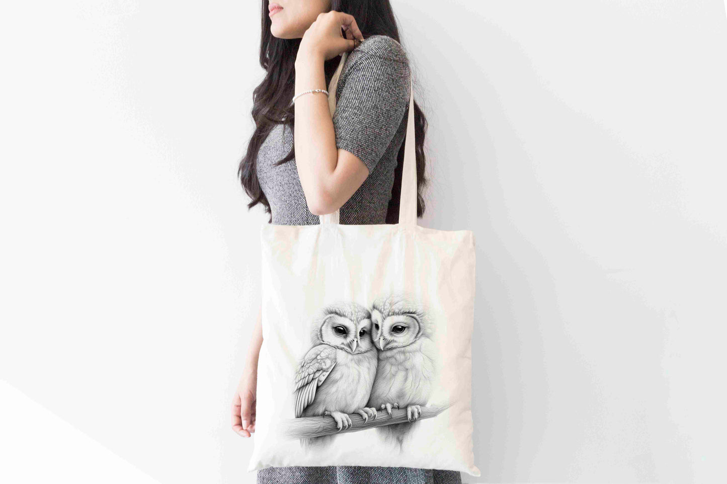 Personalised Sketchy Owl Design Tote Bag | Custom Gift