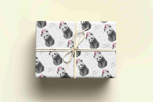 Personalised Sketchy Panda Christmas Wrapping Paper – Unique, Custom Gift Wrap