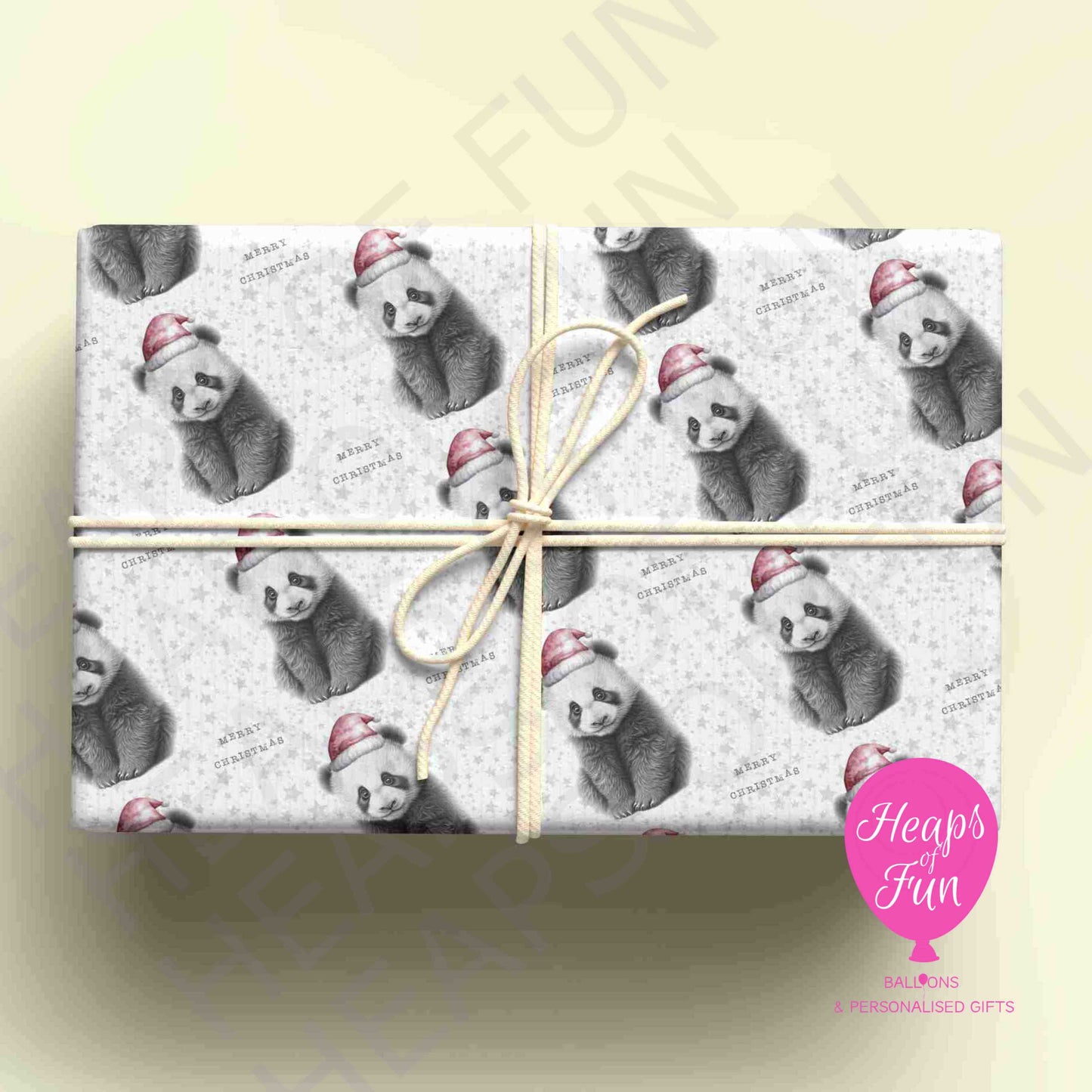 Personalised Panda Christmas Wrapping Paper – Custom Name Gift Wrap