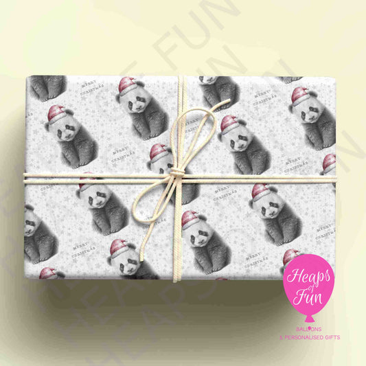 Personalised Panda Christmas Wrapping Paper – Custom Name Gift Wrap