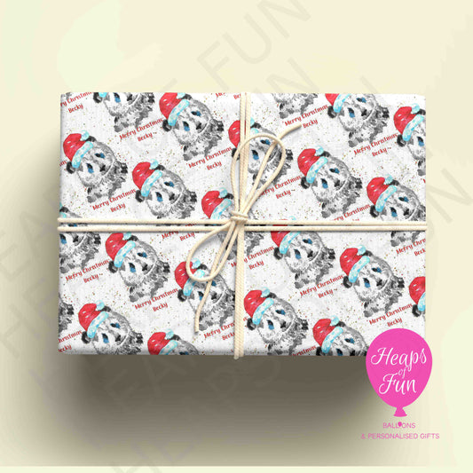 Personalised Panda Christmas Wrapping Paper – Custom Name Gift Wrap