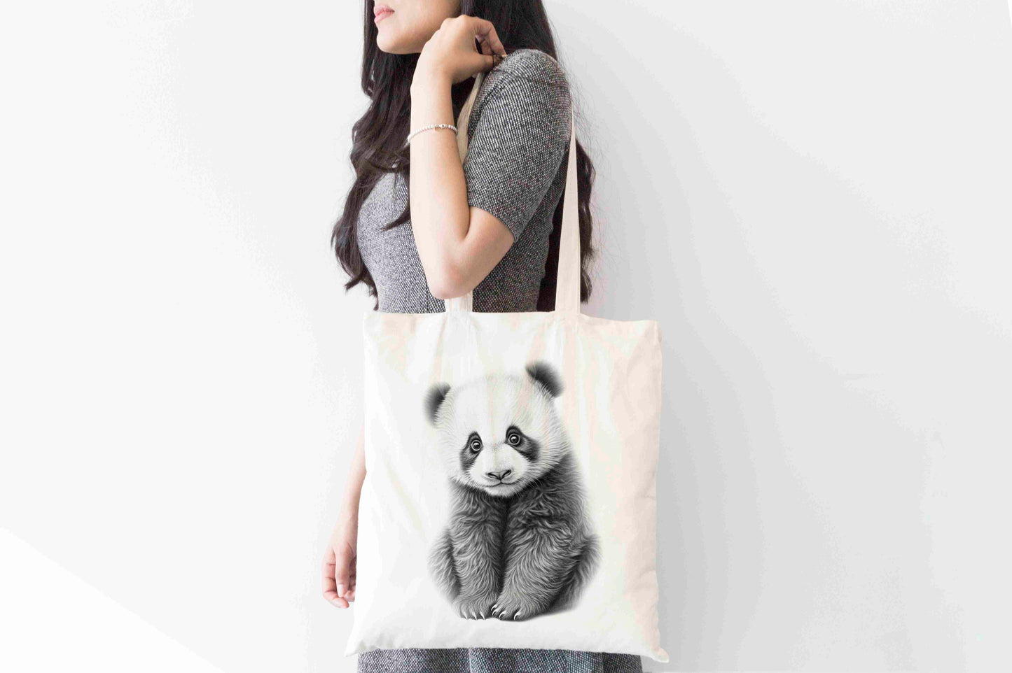 Personalised Sketchy Panda Design Tote Bag | Custom Gift